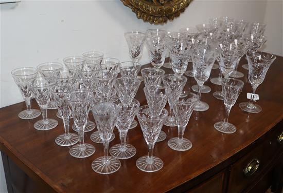 A part suite of Webb & Corbett table glassware (approx 40 pieces) and a part set of nine Royal Brierley wine glasses
